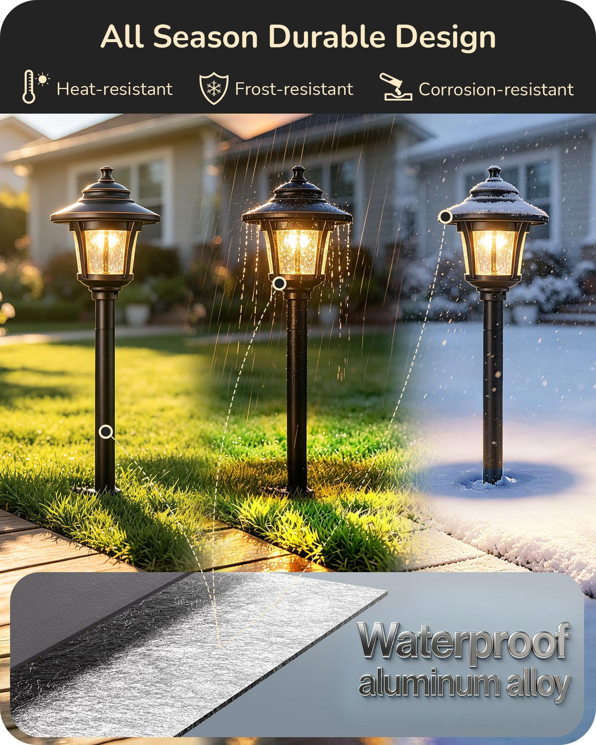Low Voltage Landscape Lighting, LED Pathway Lights Glass 6 Pack