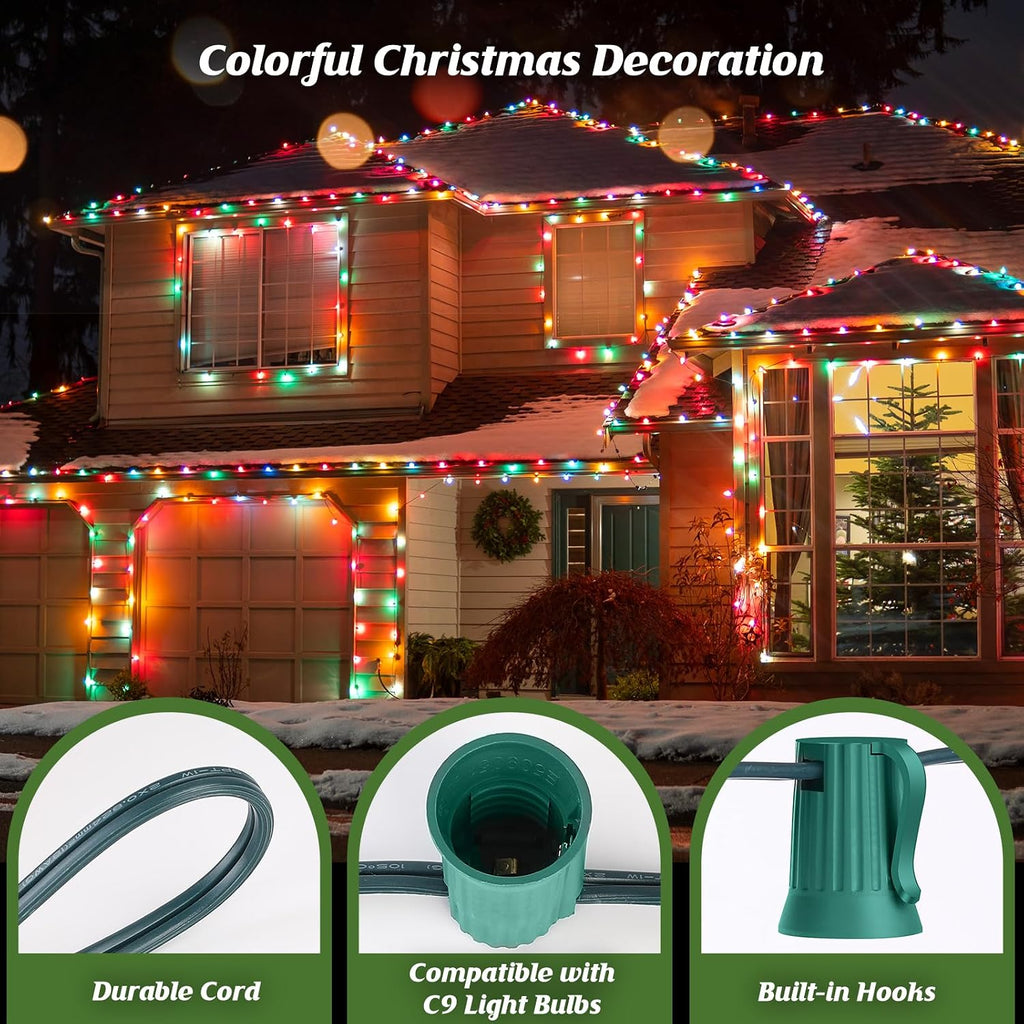 C9 Commercial LED Socket Set Spool 1000 FT, E17 Light Sockets Set, Strands Custom Roof Line Decorative Lighting - 12
