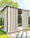 Stripe Outdoor Curtains Waterproof Outside Curtain 2 Panel, Khaki White Window Treatment Drapes Brown Striped Privacy