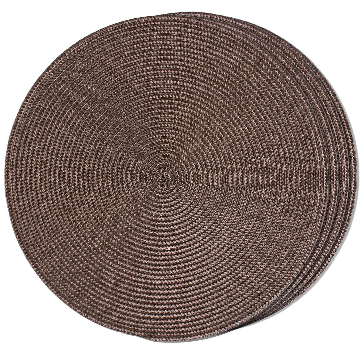 Round Braided Placemats Set of 4 Table Mats for Dining Tables Woven Washable Non-Slip Place mats 15inch (Brown, 4pcs)