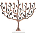 Large Copper Hanukkah Tree of Life with Stone Base 11 Inches Long