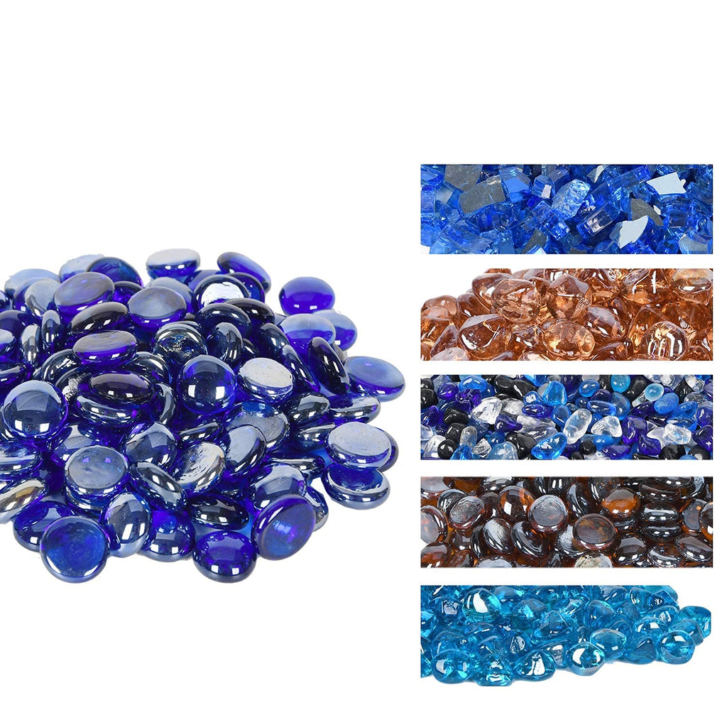 3/4 Inch Cobalt Blue Fire Glass Beads for Fire Pit, 10 Pound