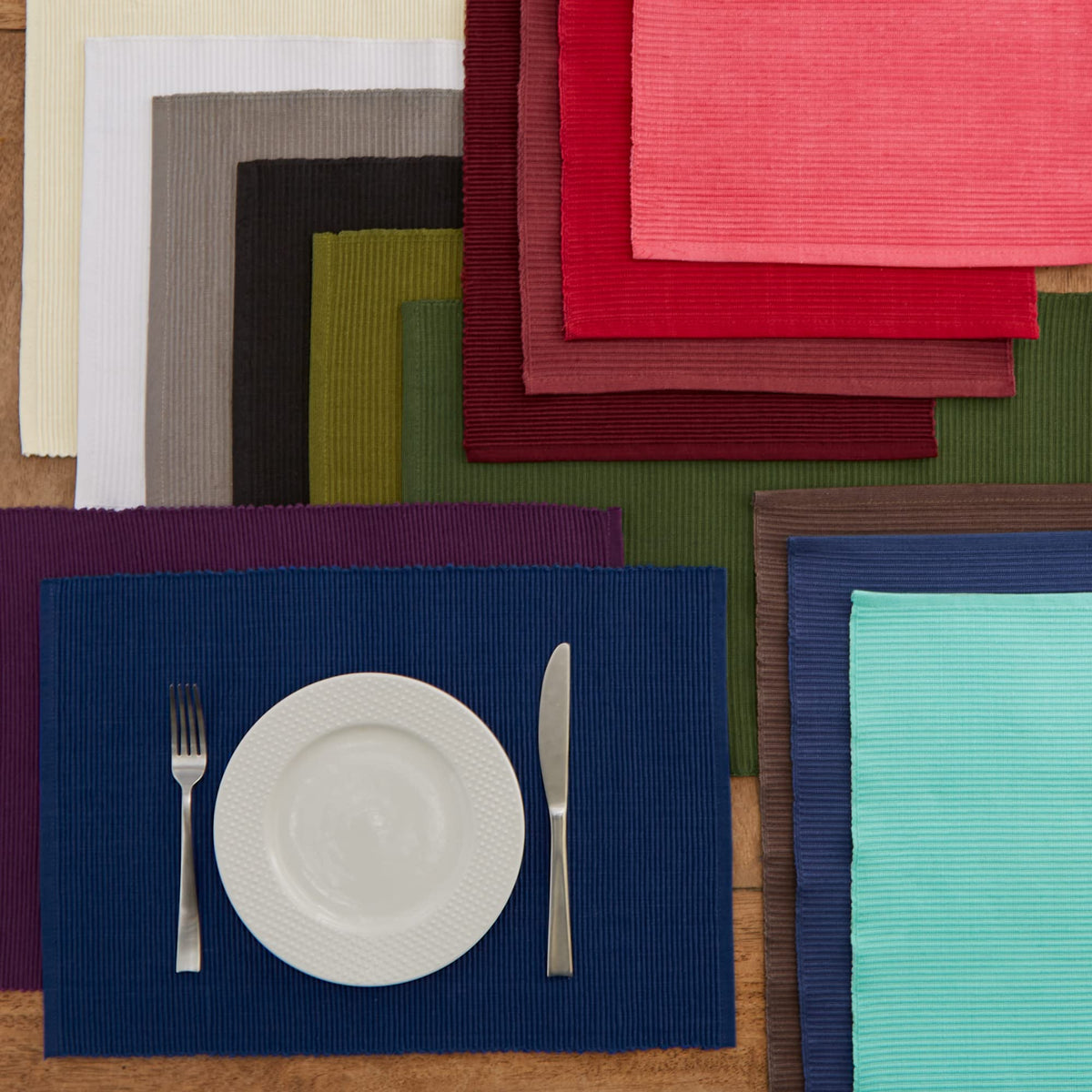 Ribbed, Placemat Set, Eggplant 6 Count, CAMZ33242