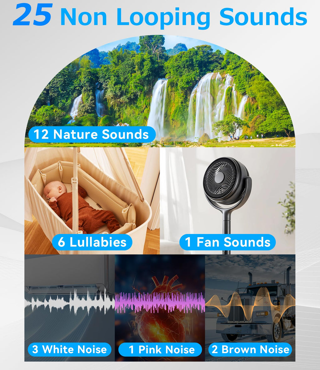 Sound Machine Alarm Clock for Sleep: Digital Alarm Clocks, 25, 7 Gentle Wake-up Sounds, 16 Adjustable Volume &
