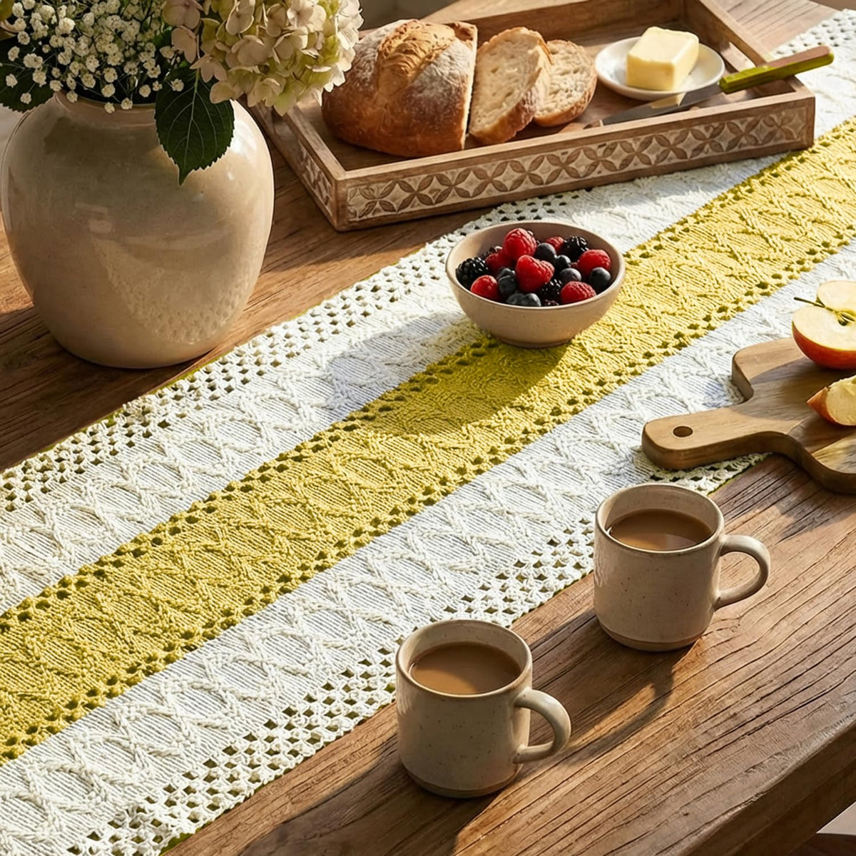 Yellow Farmhouse Rustic Table Runner 12x120 Inch
