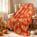 Pumpkin Printed Throw Blanket for Couch, Orange Fall Decor