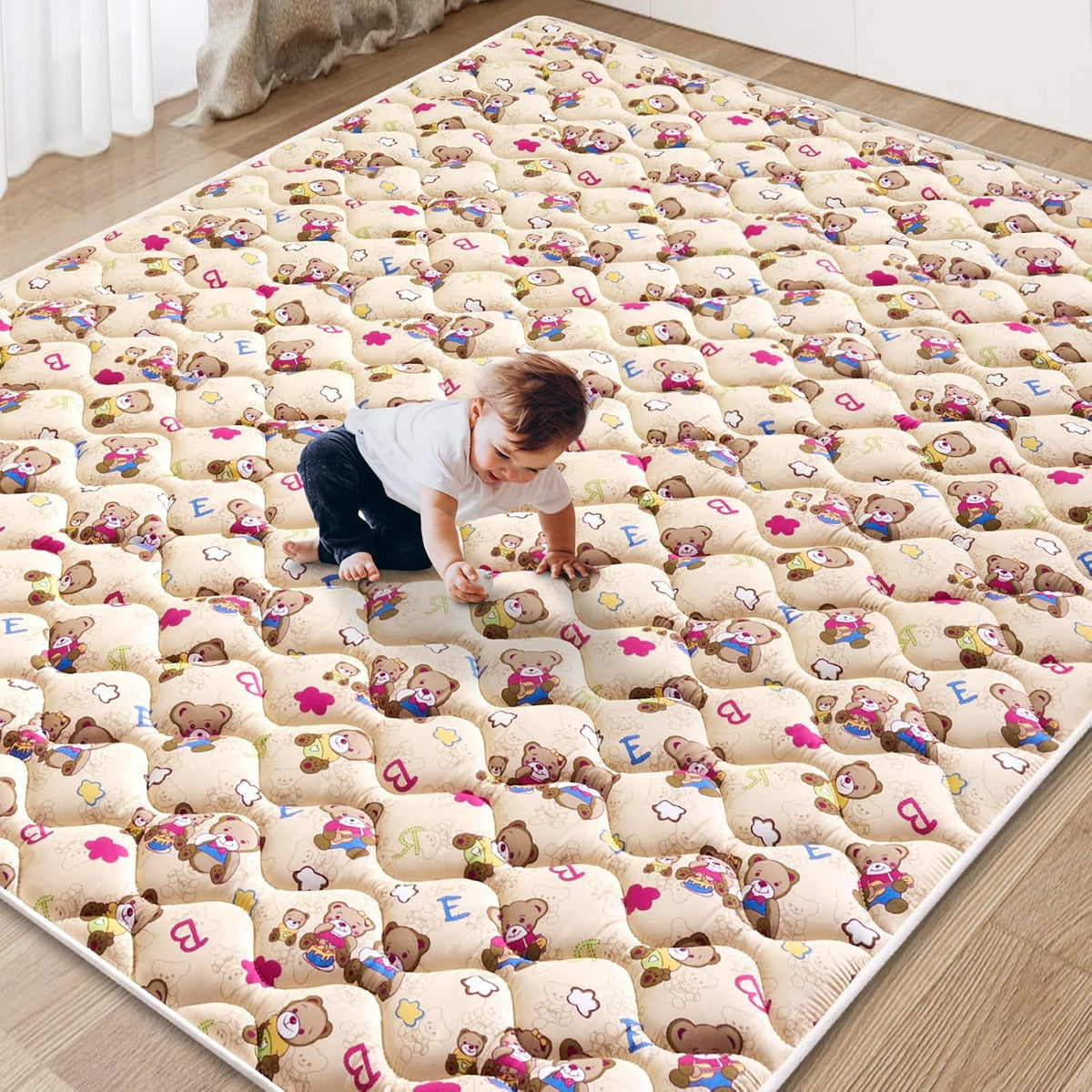 Play Mat - 79" X 71",Premium Thicker Foam One-Piece Machine Washable, Extra Large Anti-Slip Soft Cushioning Foam
