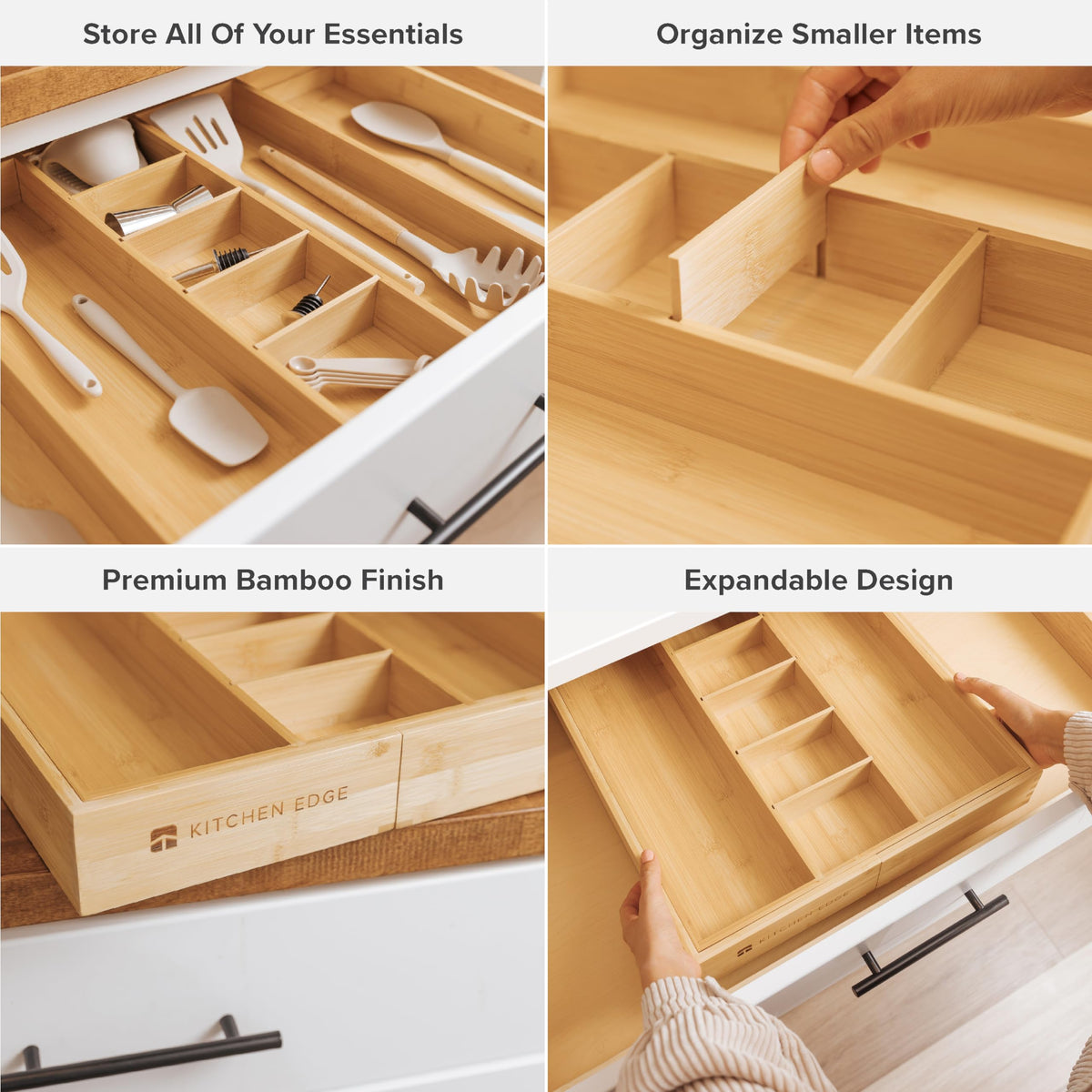 Utensil & Junk Drawer Organizer, 16-28 in, Bamboo