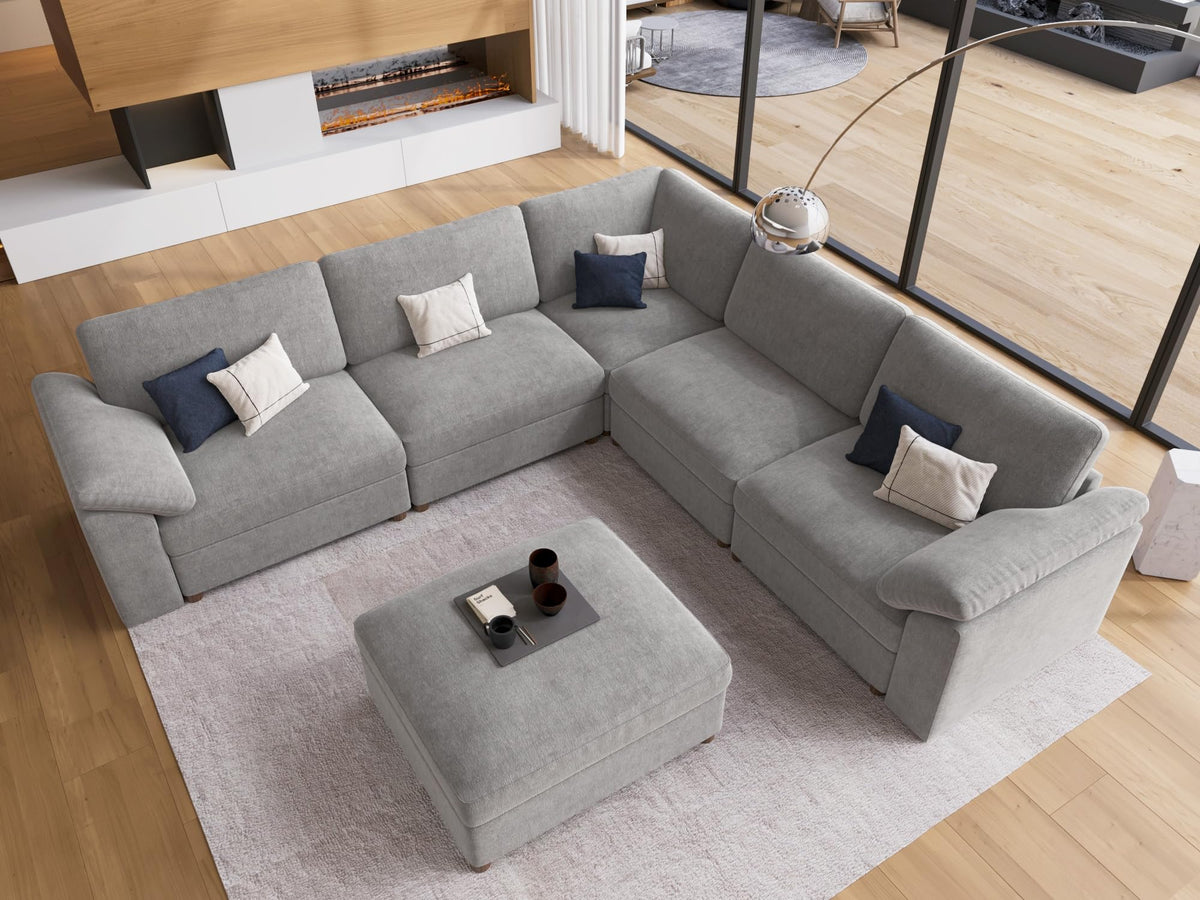 Oversized Sectional Modular Sofa, Comfty Deep Seat Couch