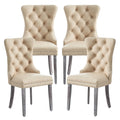 Leather Dining Chairs Set of 4, Beige