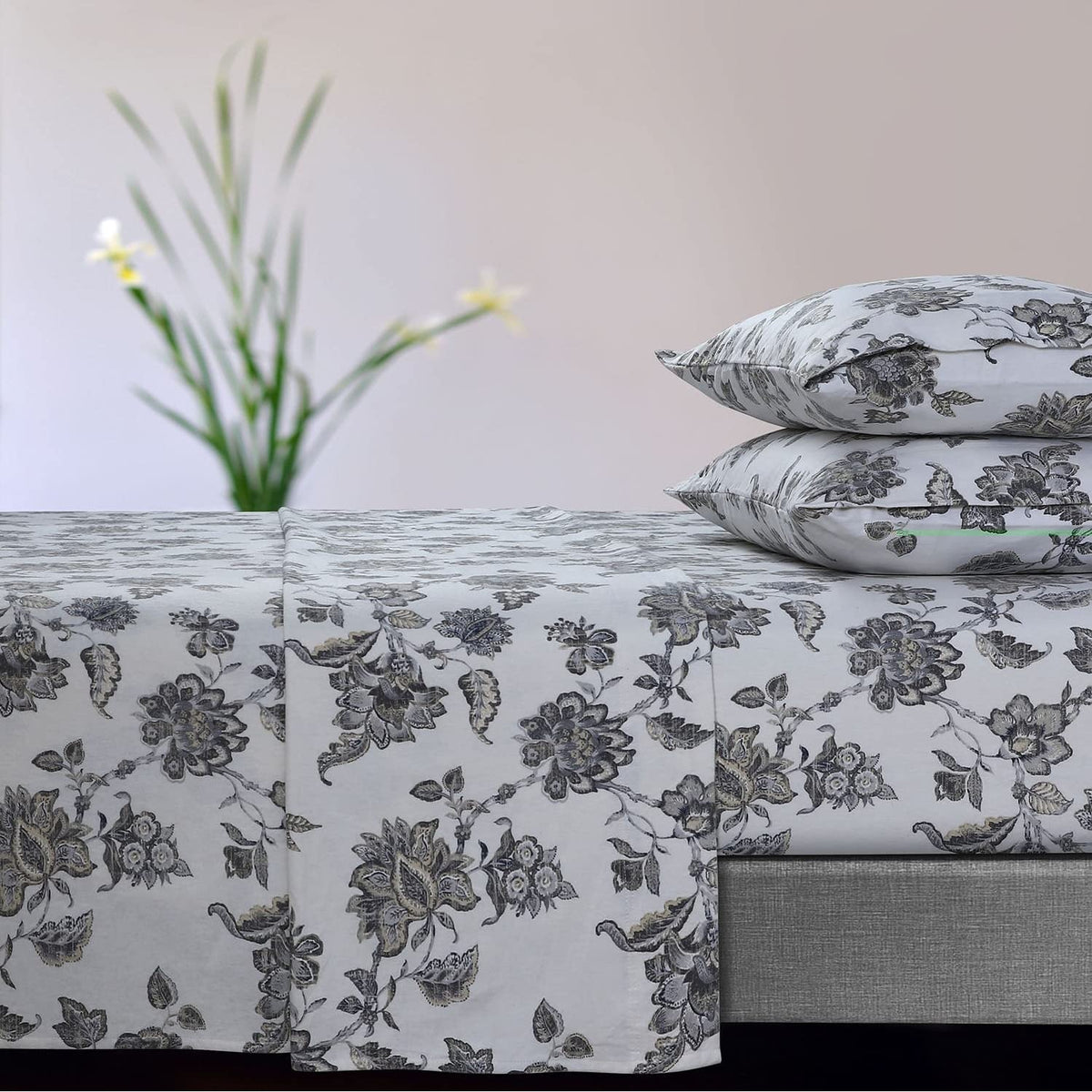 Extra Deep Pocket Flannel Sheet Set, Ayana Grey