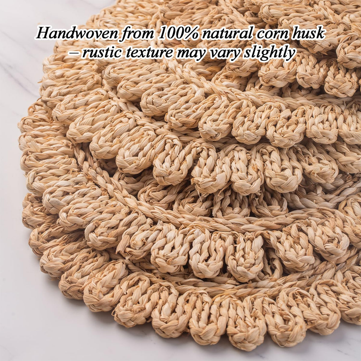 13.8" Set of 12 Round Woven Corn Husk Placemats