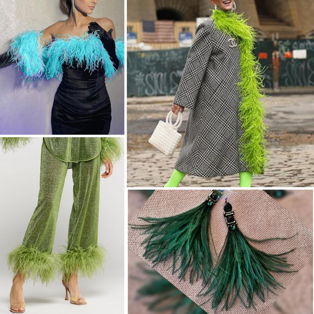 4-5inch Turquoise Ostrich Feather Trim for Sewing,2Yards