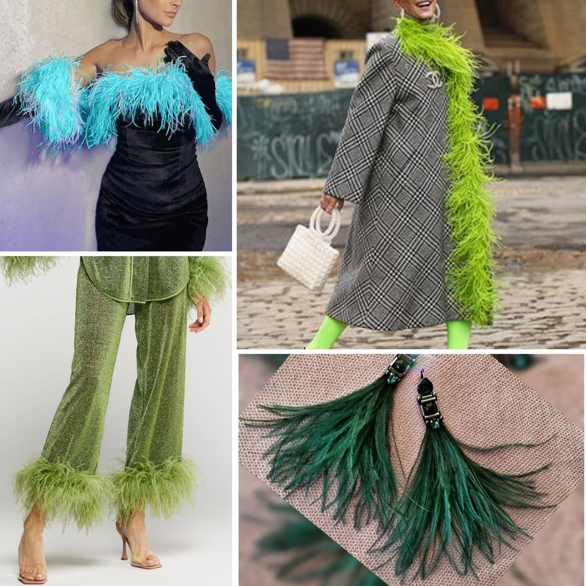 4-5inch Turquoise Ostrich Feather Trim for Sewing,2Yards