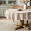 Linen Textured 90 Inch Round Tablecloth Ivory