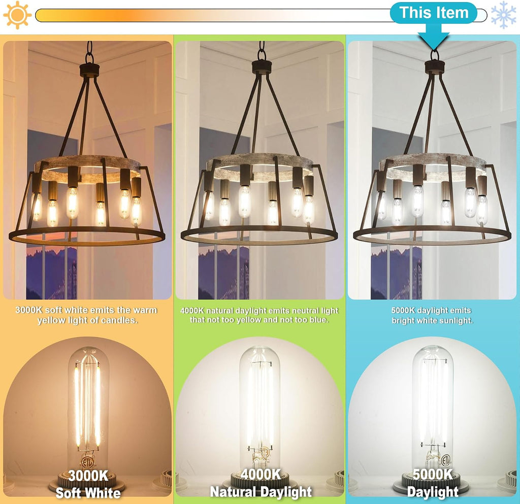 E26 T10 Edison LED Light Bulbs 40W Equivalent 5000K Daylight
