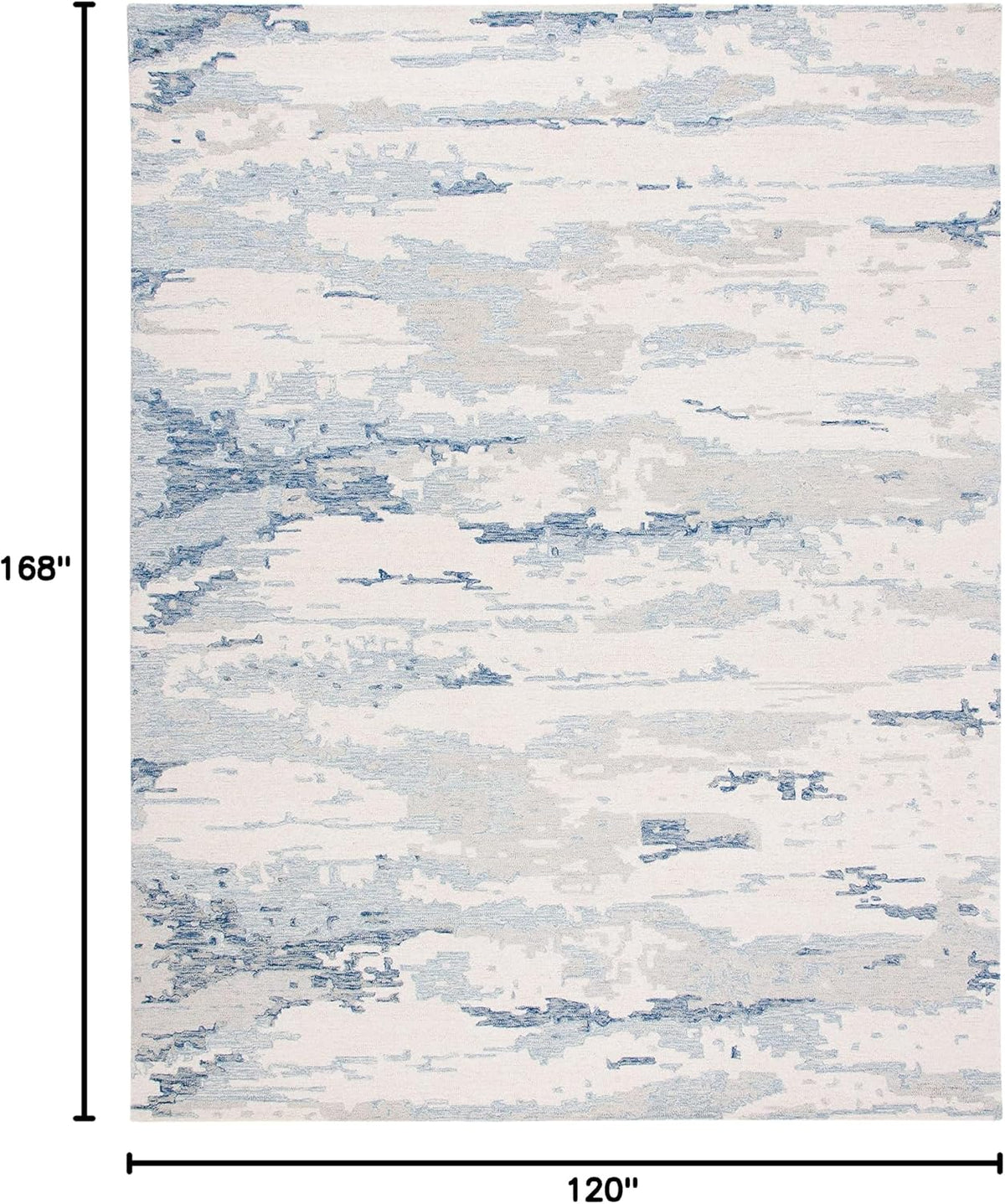 Abstract Collection Area Rug, Ivory & Blue, Handmade Abstract Wool, Ideal for High Traffic Areas in