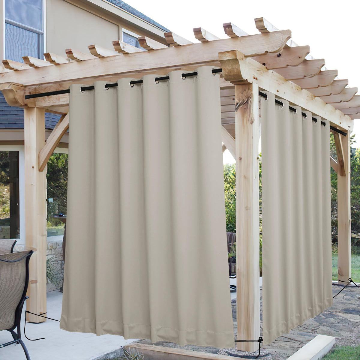 Windproof Outdoor Curtains Waterproof W84xL84 Natural