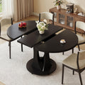 Inspired Saarinen Style 43"-59" Extendable Dining Table, Round Kitchen Table with Modern Arcs Pedestal, Oval Dinner Table with Removable
