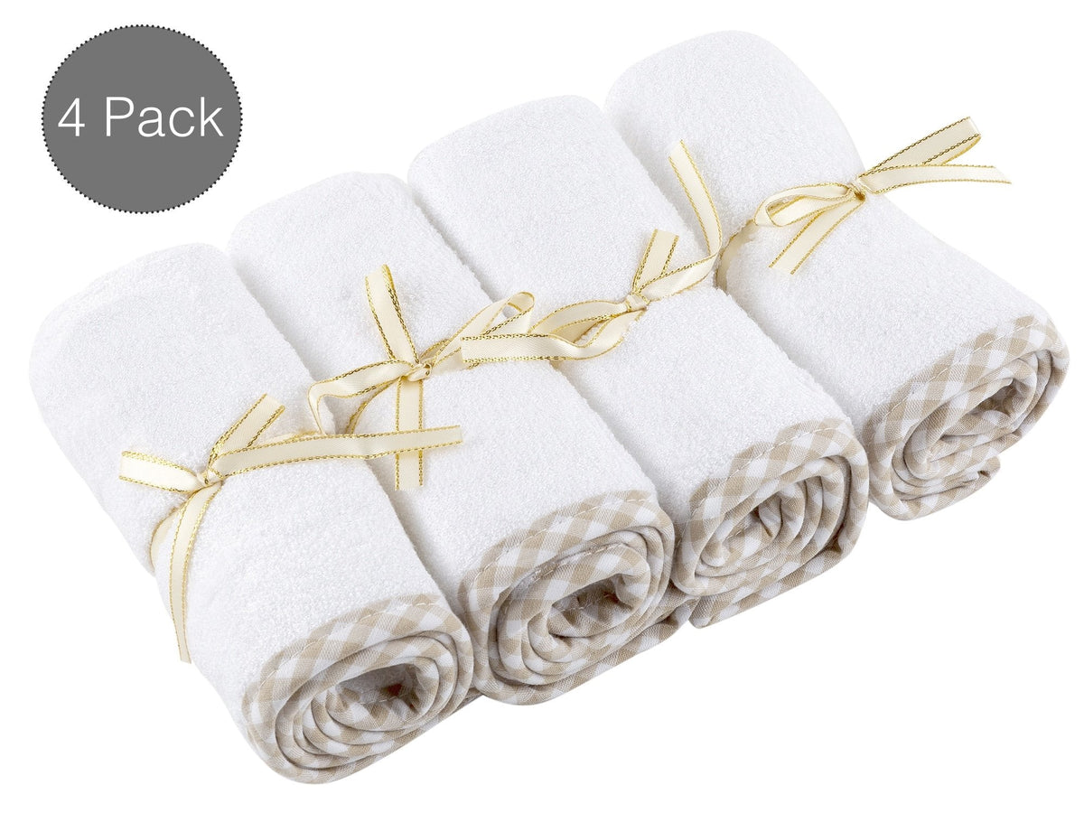Premium Boutique Organic Burp Cloths (4-Pack) Large Face Washcloths - Baby Burp Cloths for Eczema - Thick 22 x 11in