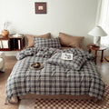 Dark Gray-Black & Beige Buffalo Plaid Duvet Cover Set