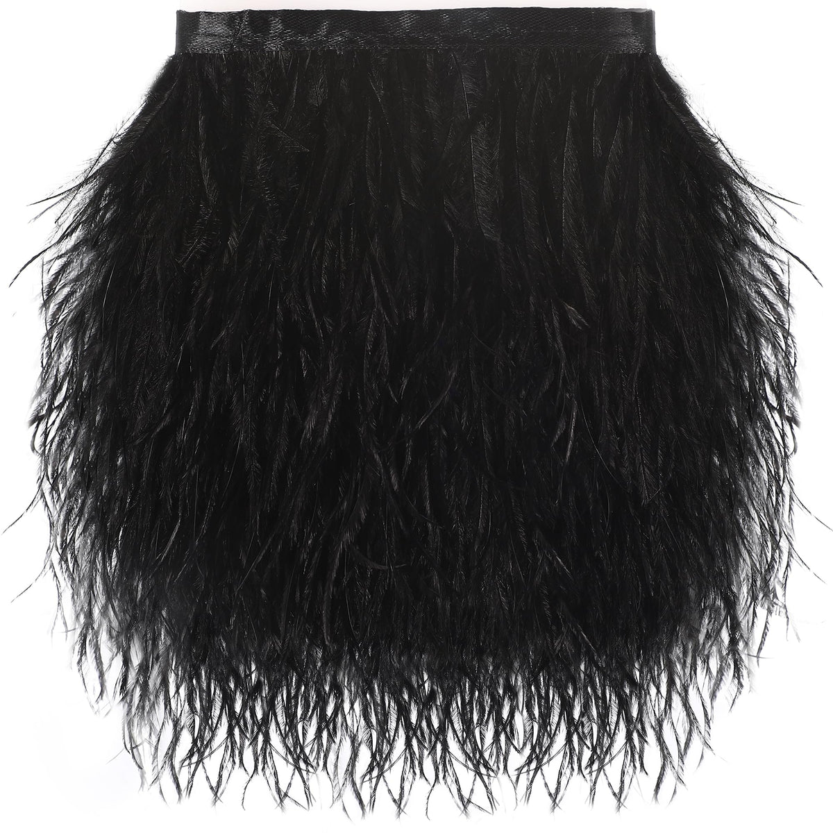 Black Ostrich Feather Trim, 4-5 Inch 2 Yards