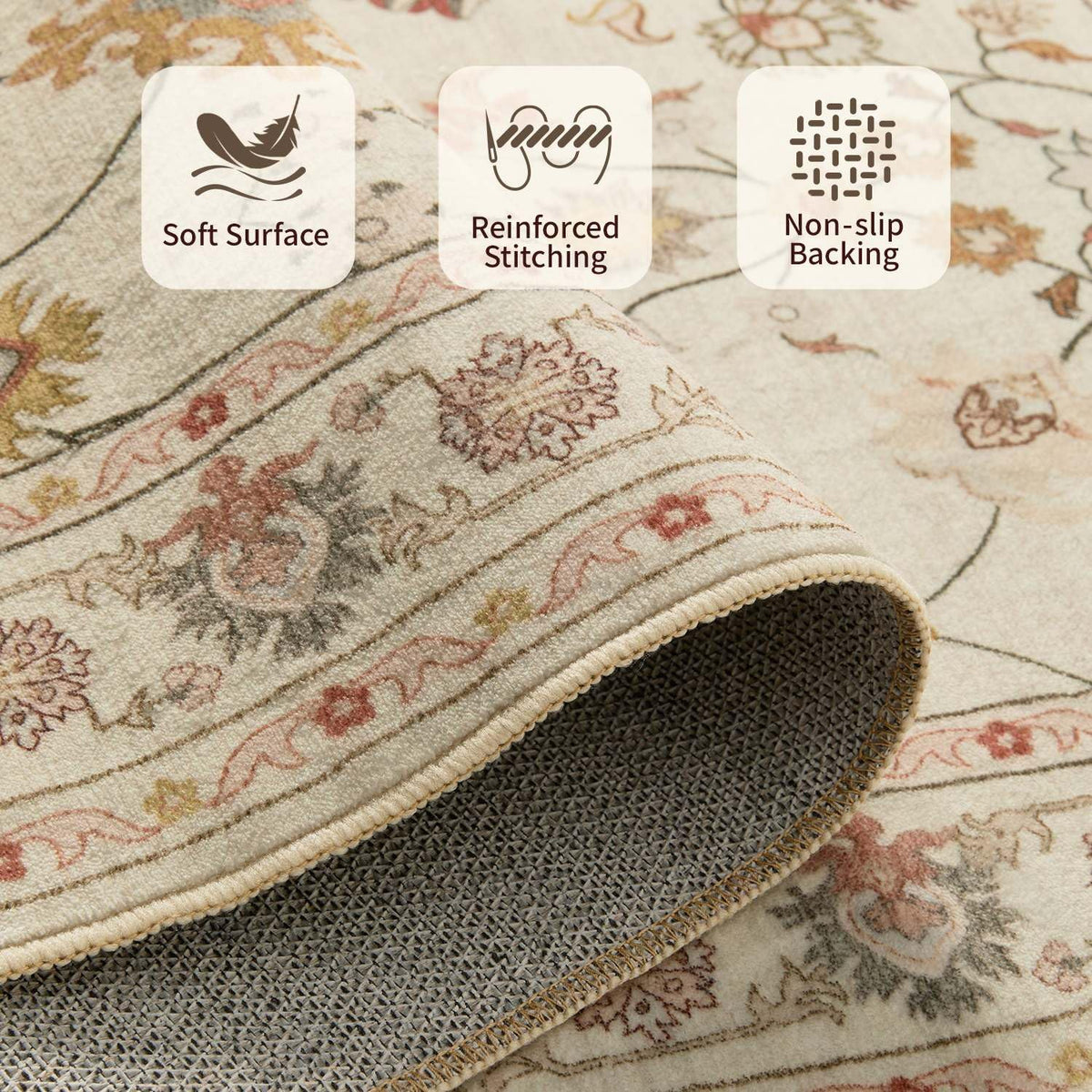 2x10 Beige Floral Runner Rug s Kitchen