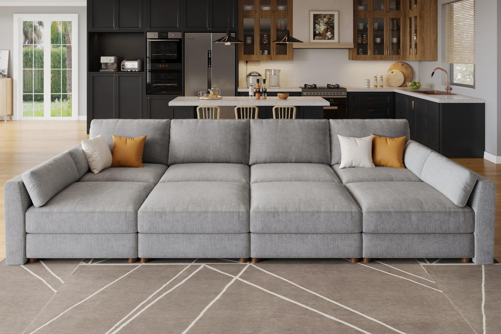 Oversized Modular Sectional Sleeper Sofa Bed Cloud Couches Gray