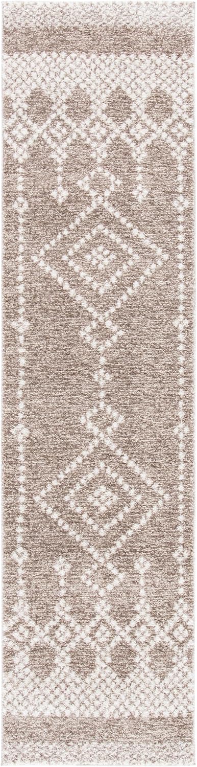 Tunisia Collection Runner Rug - 2' x 8', Tan & Ivory, Moroccan Tribal Design, Non-Shedding & Easy Care, Ideal for