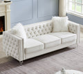 3 Seater Sofa Couch with Buttons and Square Arms 83.07 Inch Tufted 3-seat Sofas with Trimmed Nailhead and Acrylic