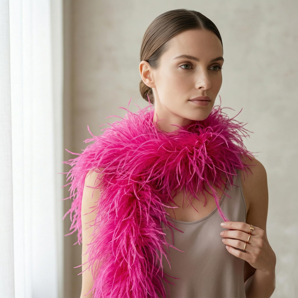 5 ply Hot Pink Ostrich Feather Boas.