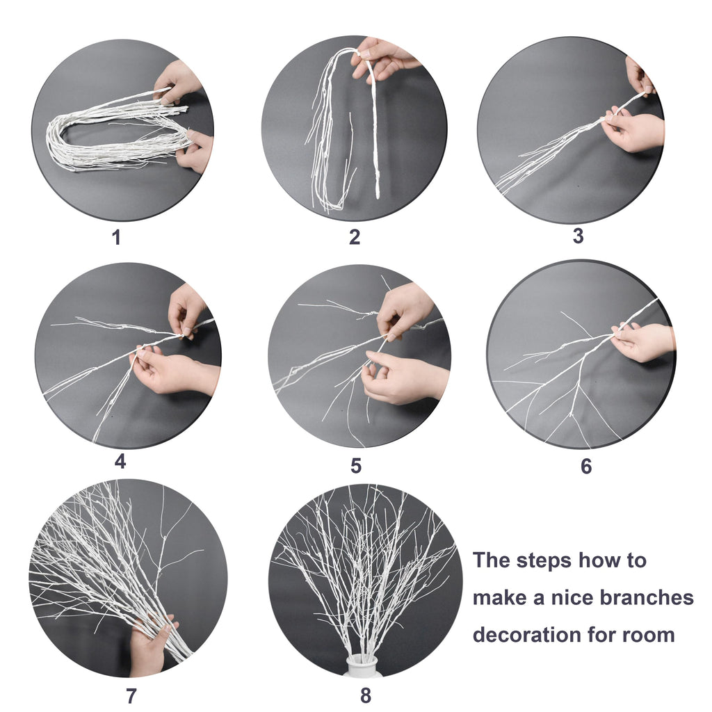 10PCS Artificial White Birch Branches, Bendable Winter Twigs Stems