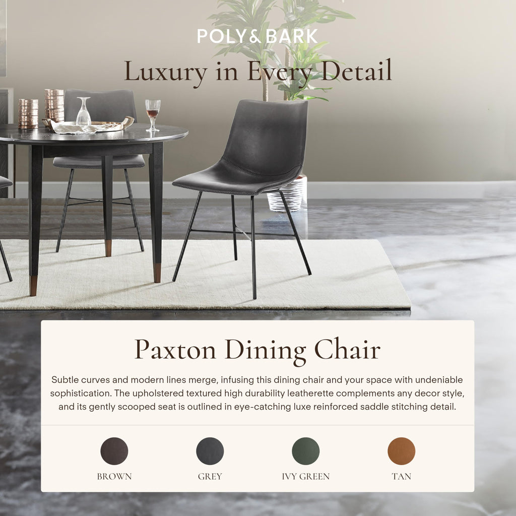 & BARK Paxton Leather Dining Chairs - Set of 2 Modern Dining Room Chairs with Low Back - Faux Leather Upholstery and