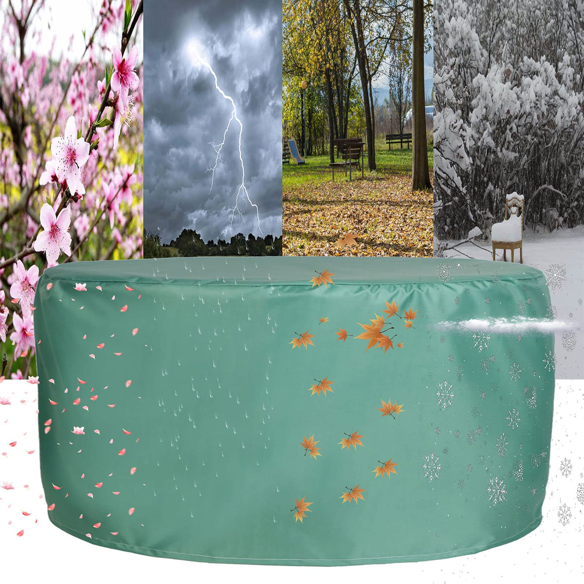 Garden Furniture Covers Waterproof 24x24in, Patio Furniture Cover Round, Table Covers 420D Oxford Fabric Windproof