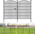 10 Panels No Dig Decorative Garden Fence with Gate - 40 in (H) x 23.6 ft (L), Dog Fence Outdoor for Yard, Rustproof