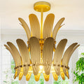 Five-Light Gold Flush Mount Ceiling Light, Modern Statement