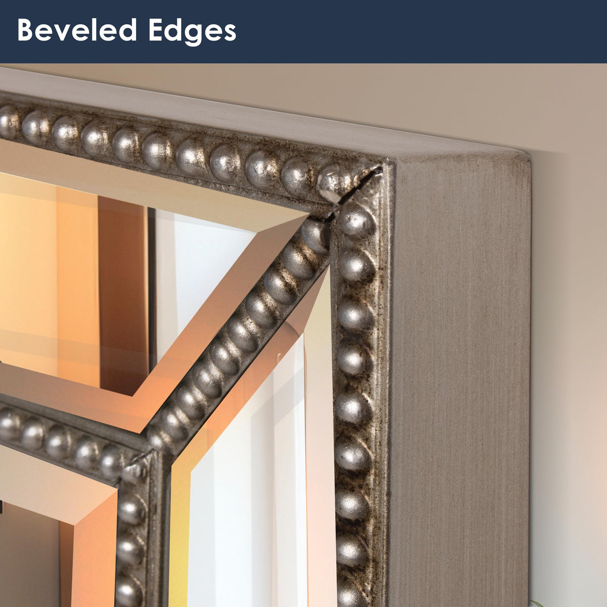20x32 Silver Beaded Vintage Antique Venetian Bathroom Vanity Wall Mirror