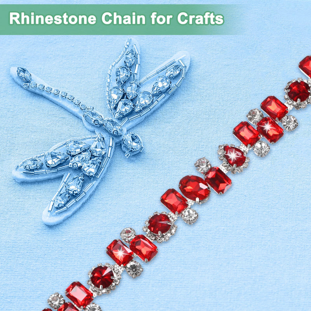 Crystal Rhinestone Chain Trim, 1 Yard Crystal Applique Strips String, Bling Shiny Crystal Chain Applique