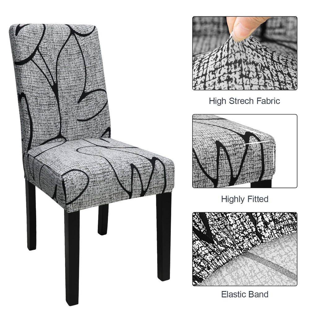 Dining Room Chair Covers Set of 6, Stretch Printed Parsons Chair Slipcovers Spandex Removable Washable Kitchen Chair