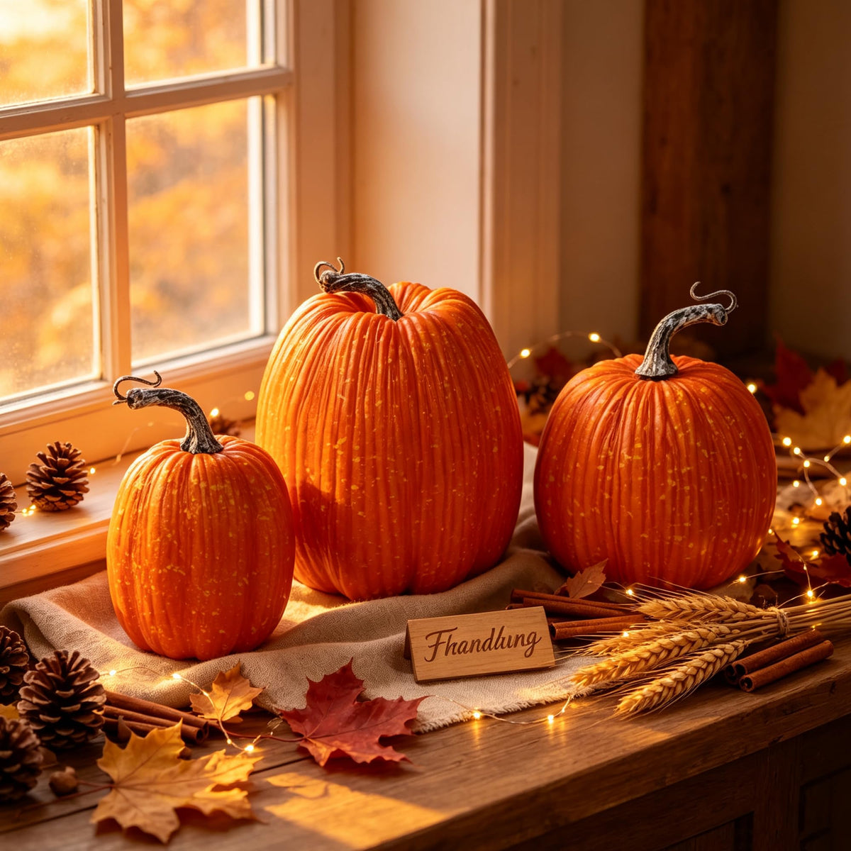 Artificial Pumpkins Fall Decor Orange Foam Pumpkin, 3 Pack