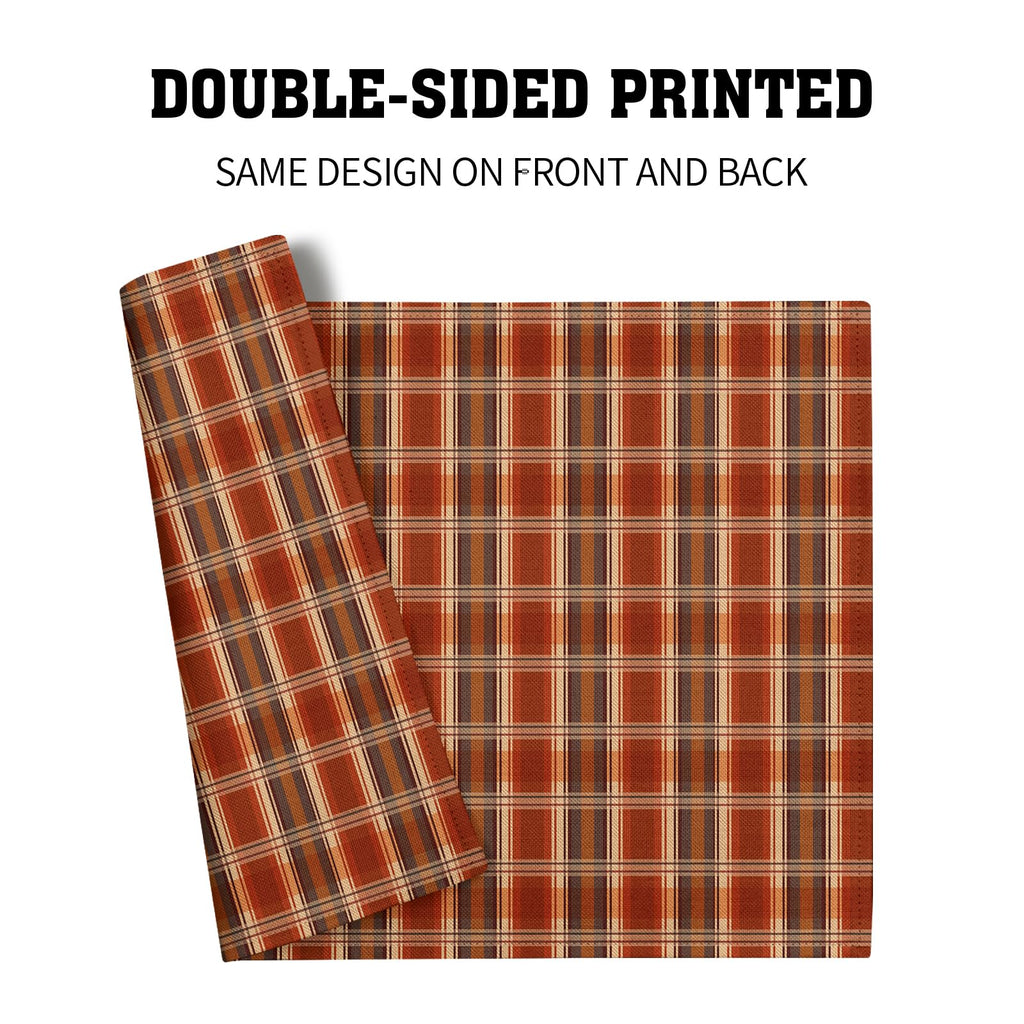 Fall Placemats Set of 4 - Rustic Autumn Buffalo Plaid Tabletop Place Mats 12x18 Inch Thanksgiving Table Mats