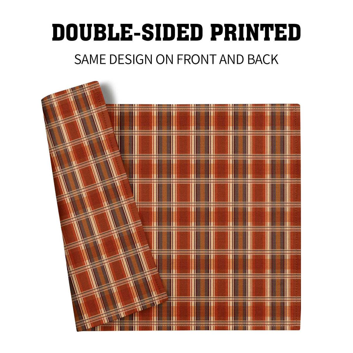 Fall Placemats Set of 4 - Rustic Autumn Buffalo Plaid Tabletop Place Mats 12x18 Inch Thanksgiving Table Mats