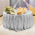 Silver Sequin Tablecloth, 120 Inch Round Glitter Table Cover