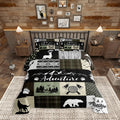 Rustic Farmhouse Comforter Set, Bear Deer Wolf Wild Animals Patchwork Bedding Set All Season Quilt Set, Cabin