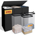 195L Laundry Hamper 3 Section,Large Laundry Hamper with Lid,Dirty Clothes Hamper with 3 Inner Bags,Collapsible