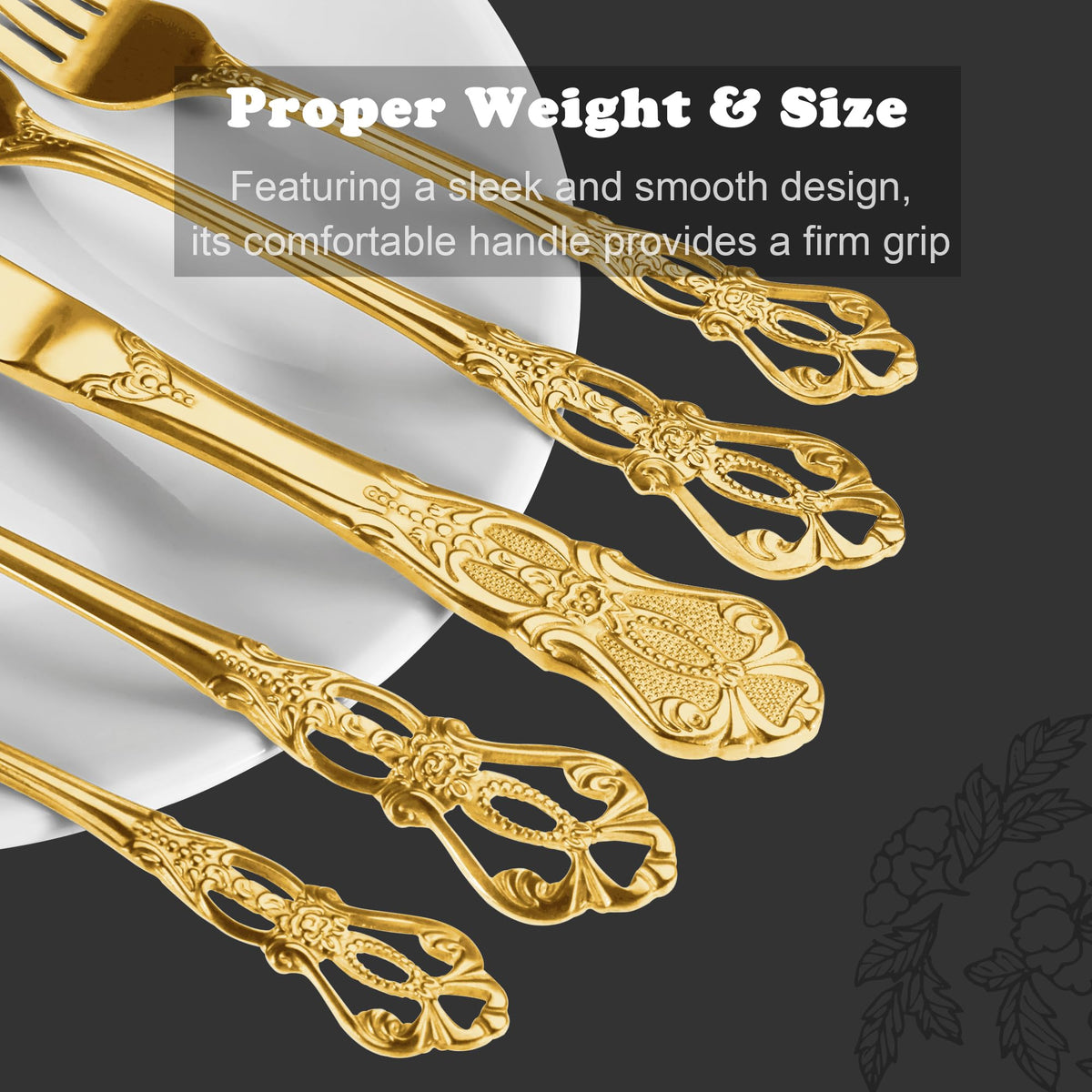 Gorgeous Retro Royal Gold Stainless Steel 48-Piece Flatware Set