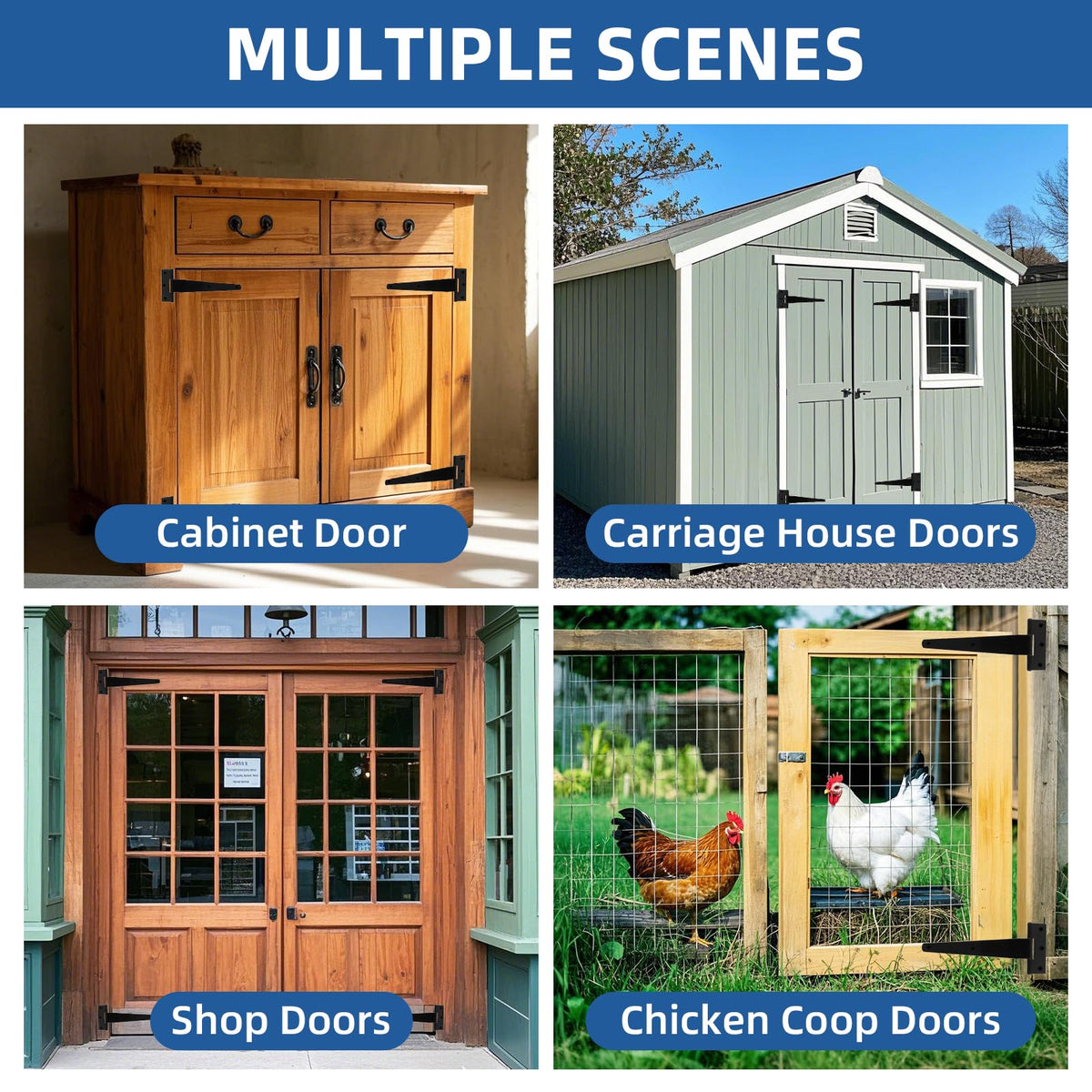 T-Strap Barn Door Hinges Shed Door Heavy Duty Hinges Gate Strap Wooden Fence Yard Tee Hinge Black Wrought Hardware