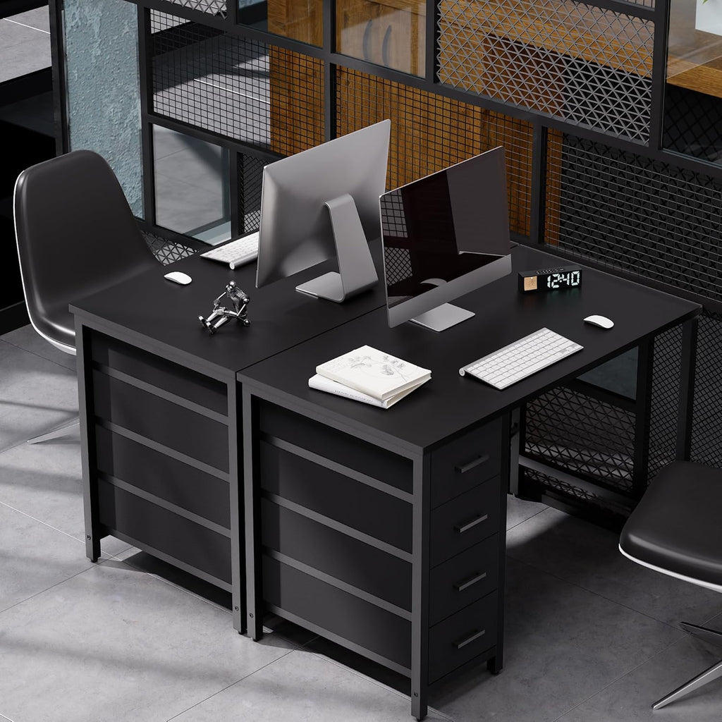 32 Inch Computer Desk with 4 Drawers Small Office Desk Bedroom Study Writing Simple Modern Computer Table Black