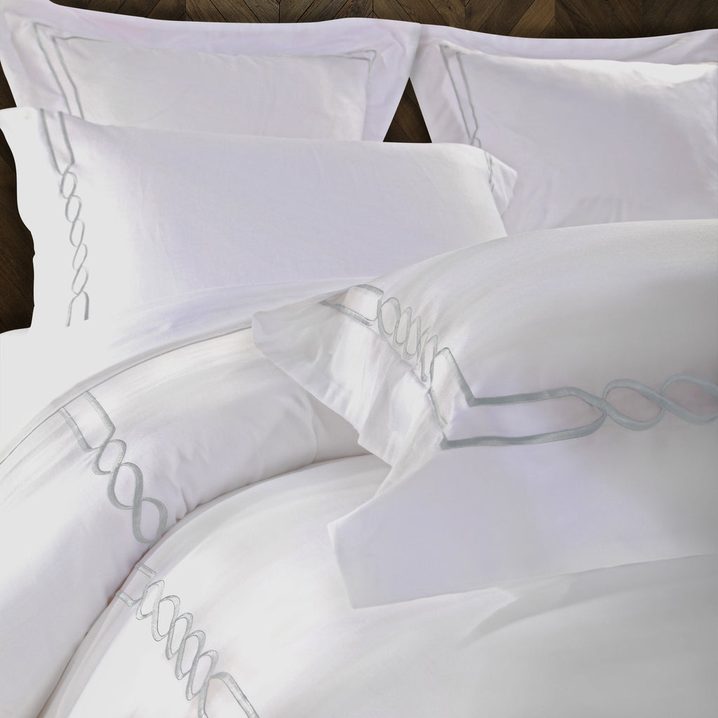 Lorenz Cotton 200 Thread Count Duvet Cover Set, Comforter Cover, Bed Essentials, Embroidered Infinity Border