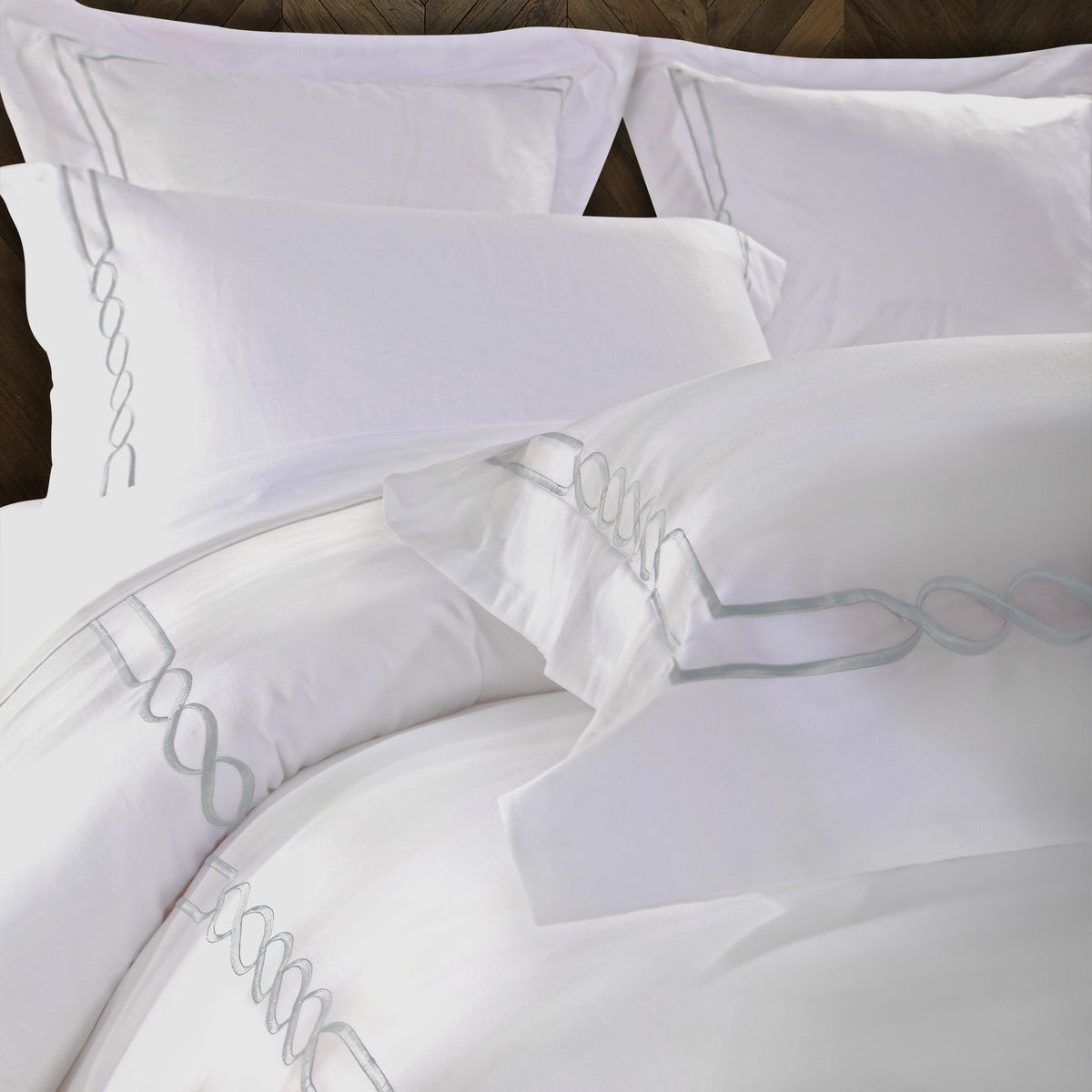 Lorenz Cotton 200 Thread Count Duvet Cover Set, Comforter Cover, Bed Essentials, Embroidered Infinity Border